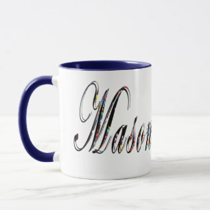 Taza Mason, Nombre, Logo, Café Combo Azul Mug.