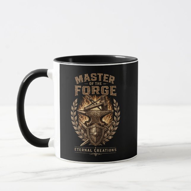 Taza Master of the Forge Blacksmith Anvil & Hammer Coff (Izquierda)