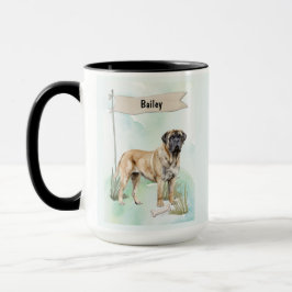 Taza Mastiff Watercolor Personalized Dog