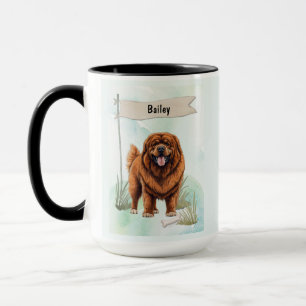 Taza Mastín Tibetano Acuarela Perro Personalizado