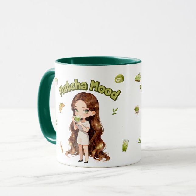 Taza Matcha Mood Aesthetic Design Cute Green Tea Vibes (Anverso izquierdo)