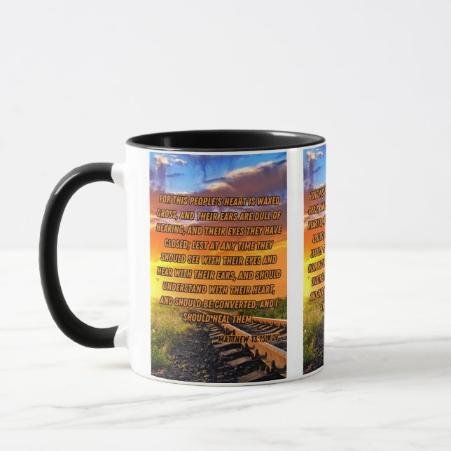 Taza Mateo 13:15 Biblia KJV versus foto de dos tonos (Izquierda)