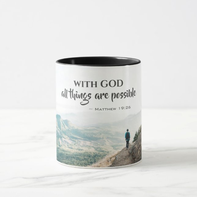 Taza Mateo 19:26 Con Dios todo es posible (Centro)