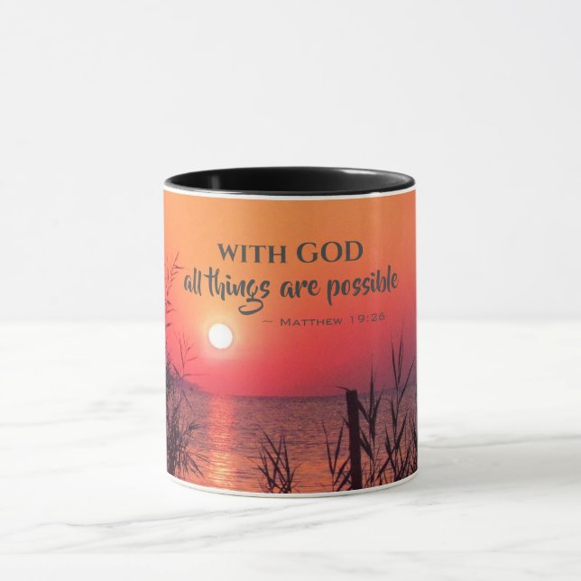 Taza Mateo 19:26 Con Dios todo es posible (Centro)