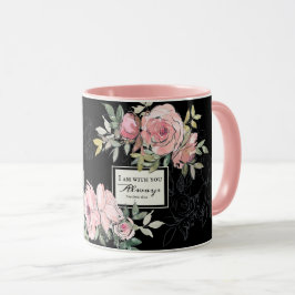 Taza Mateo 28:20 Siempre Estoy Contigo Flores Rosa