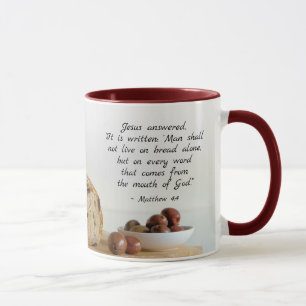 Taza Mateo 4:4 El hombre no vivirá solo con el pan