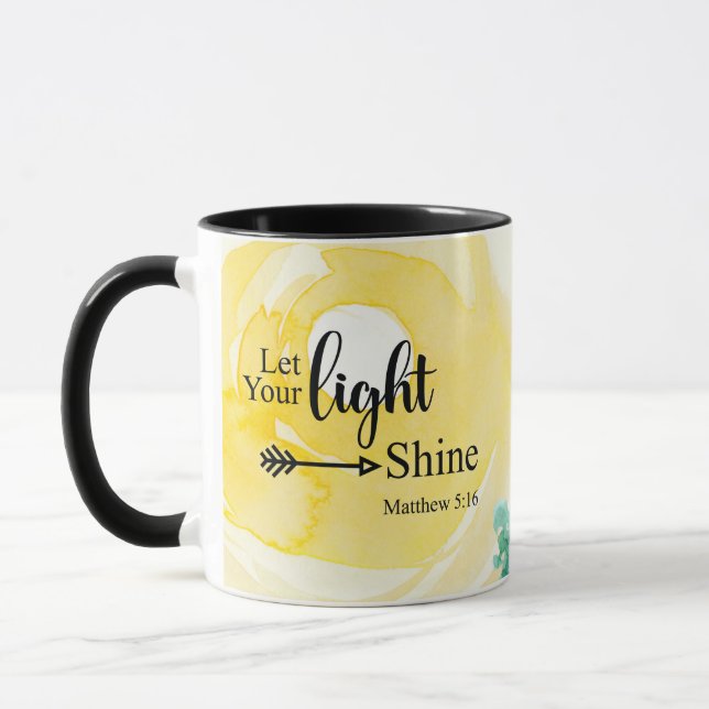 Taza Mateo 5:16 Deja que tu luz brille Biblia Cristiana (Izquierda)