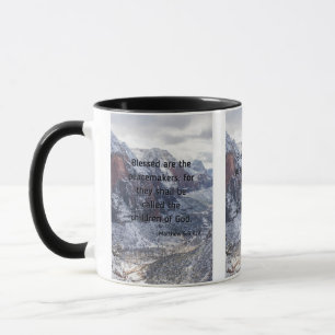 Taza Mateo 5:9 Biblia Verse Mug de dos tonos