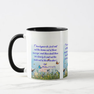 Taza Mateo 7:5 KJV Biblia Verse Pic Mug De Dos Tones