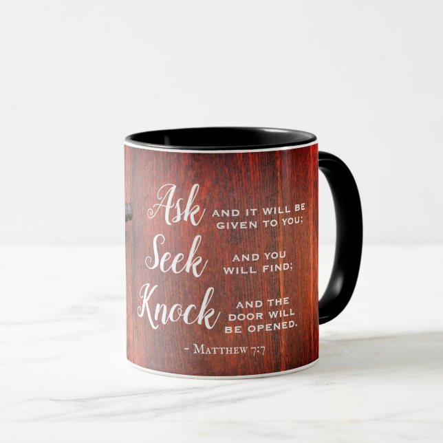 Taza Mateo 7:7, pregunta y se dará (Anverso derecho)