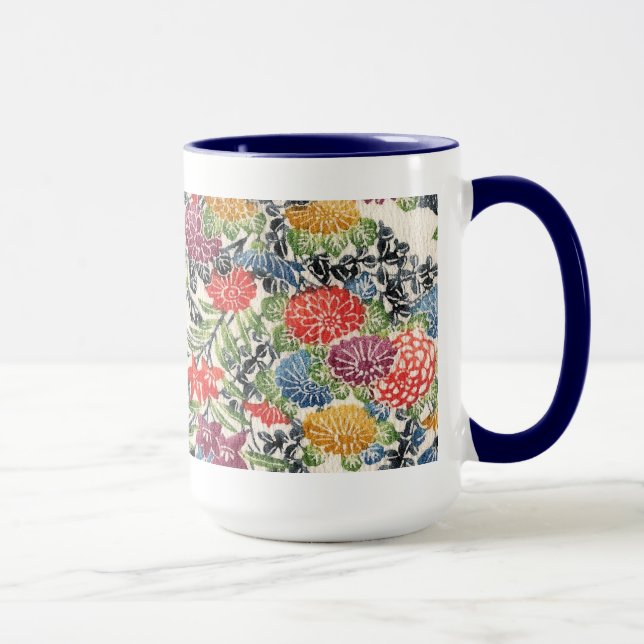 Taza Materia textil de Bingata del Okinawan (Derecha)