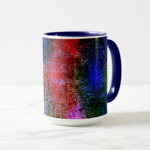 Taza Material azul y rojo desollado con "pintura al óle