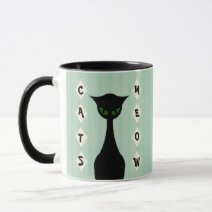 Taza Maullido retro de los gatos Mediados