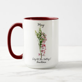 Taza May Birth Flower Lily del Valle y Hawthorn