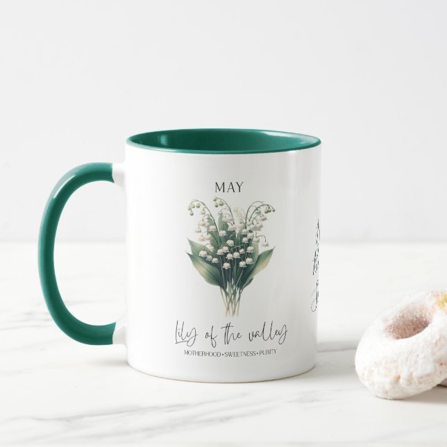 Taza May Birth Month Flower Valley Regalo de cumpleaños (Con donut)
