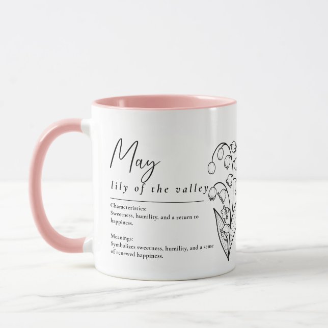Taza Mayo Mes de nacimiento Flor Lily del Valle Mínimo (Izquierda)