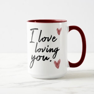 Taza "Me encanta amarte" Tipografía con corazones