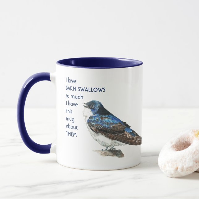 Taza Me encanta BARN SWALLOWS tanto que me siento diver (Con donut)