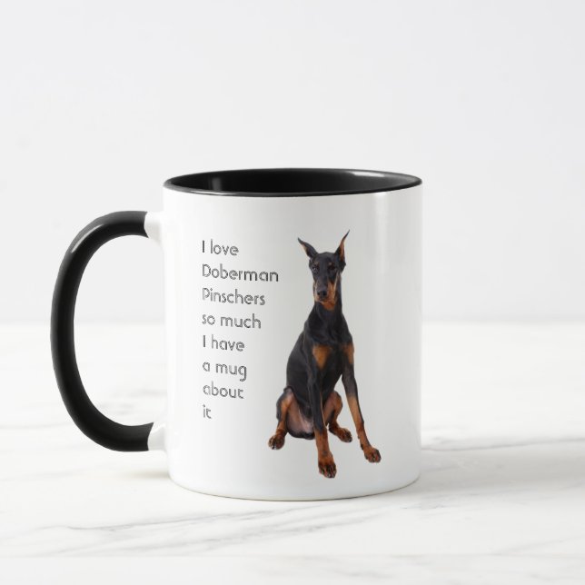 Taza Me encanta Doberman Pinschers Perros Una Cita Tan  (Izquierda)