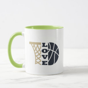 Taza Me encanta el aro de baloncesto y el balón azul