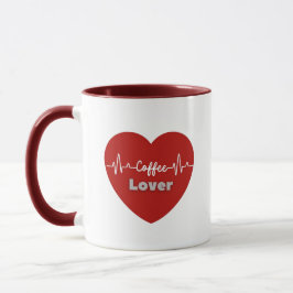 Taza Me encanta el café Red Heartbeat Mug - Regalo únic
