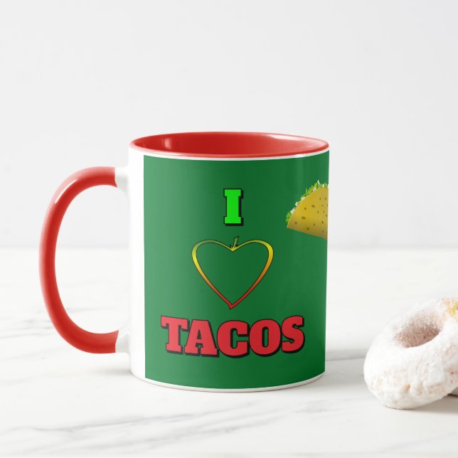 Taza Me encanta el camión de tacos amarillos (Con donut)