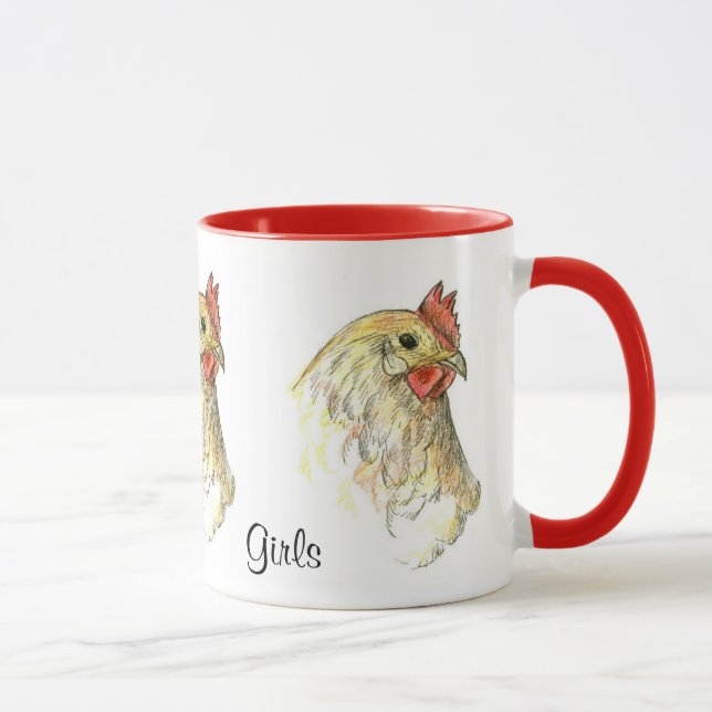 Taza Me encanta el dibujo de aves de pollo de mis Chica (Derecha)
