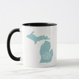 Taza Me encanta el gris azul de Michigan