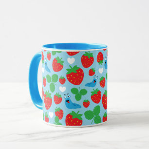 Taza Me encanta el patrón sin mar de las fresas