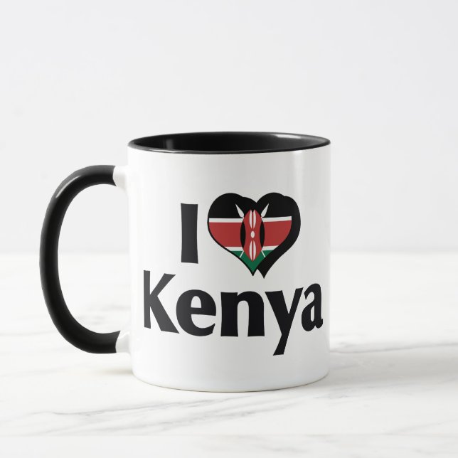 Taza Me encanta la bandera de Kenia (Izquierda)