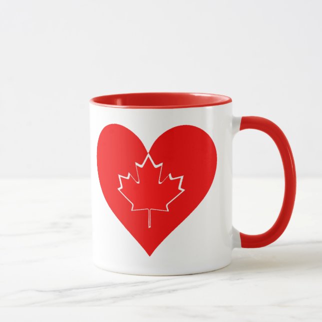 Taza Me encanta la hoja de arce del corazón patriótico  (Derecha)