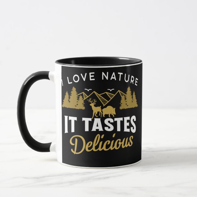 Taza Me Encanta La Naturaleza Y Saborea Una Deliciosa C (Izquierda)