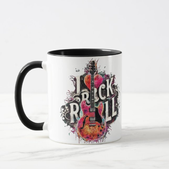 Taza Me encanta la pintura de guitarra eléctrica Rock N (Izquierda)