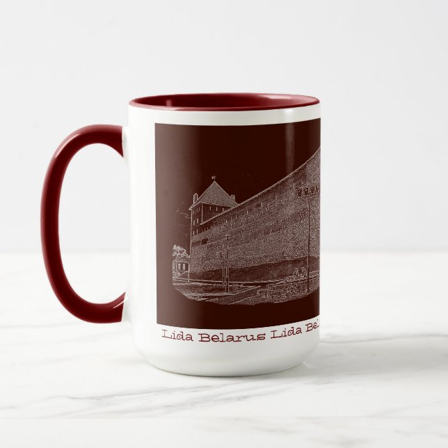 Taza Me encanta Lida Belarus Architecture Castle Sketch (Izquierda)