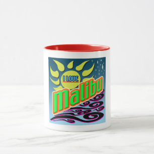 Taza ¡Me encanta Malibu! ¡Nocturno sol!