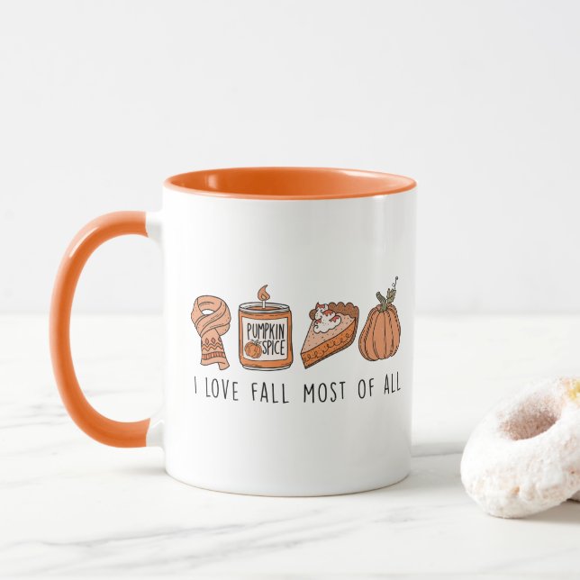 Taza Me Encanta Más Que Nada, Doodle De Caída Retro (Con donut)