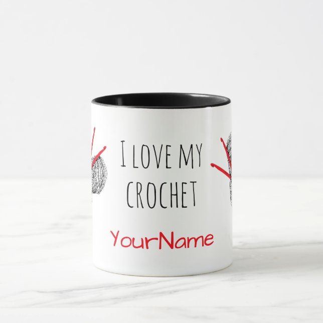 Taza Me encanta mi crochet - con tu nombre (Centro)