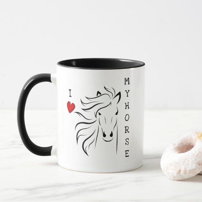 Taza Me encanta mi gráfico de caballos (Con donut)