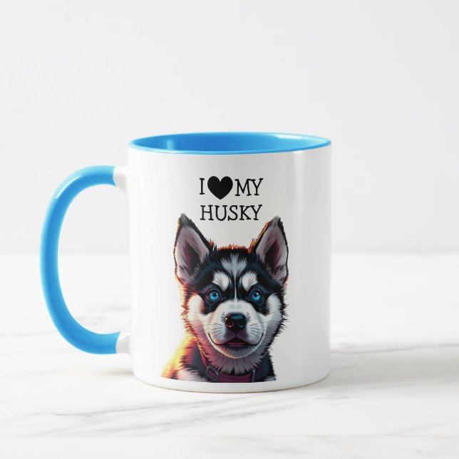 Taza Me encanta mi Husky personalizado (Izquierda)