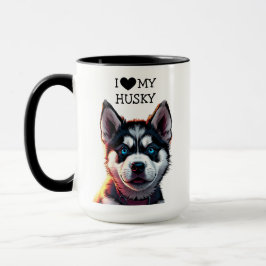 Taza Me encanta mi Husky personalizado