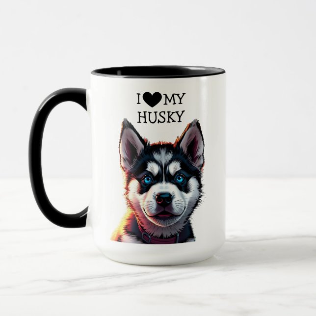 Taza Me encanta mi Husky personalizado (Izquierda)