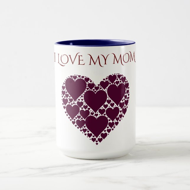 TAZA "ME ENCANTA MI MADRE" CORAZÓN CAFÉ O TÉ MUG. (Centro)