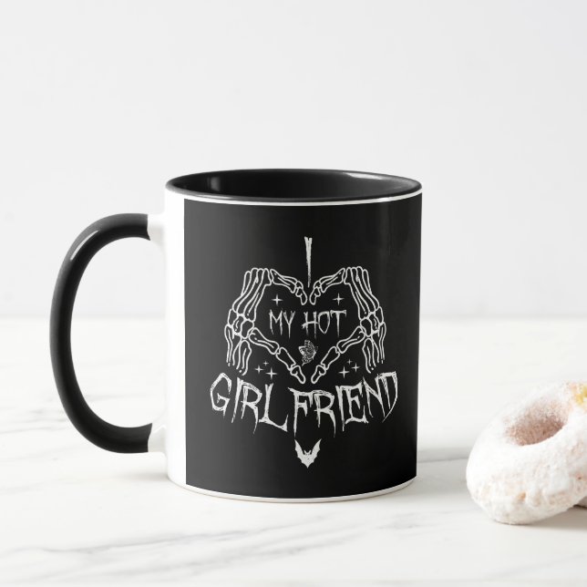 Taza Me Encanta Mi Novia Caliente Halloween Skeleton Fu (Con donut)