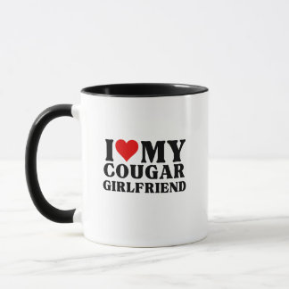 Taza Me Encanta Mi Novia Cougar, Corazón Mi Chica Couga