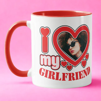 Taza Me encanta mi novia, texto de foto personalizado