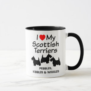 Taza Me encanta mi peluche de tres perros aterradores e