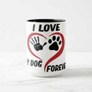 Taza Me encanta mi perro tirando almohada