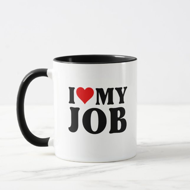 Taza Me encanta mi trabajo Funny Red Heart Jobs Amantes (Izquierda)