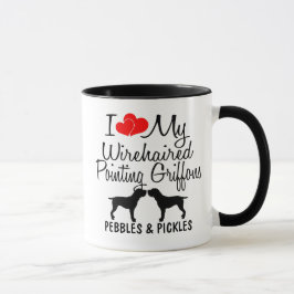 Taza Me Encanta Mis Dos Griffons Con Cableado Que Apunt