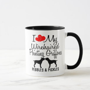 Taza Me Encanta Mis Dos Griffons Con Cableado Que Apunt